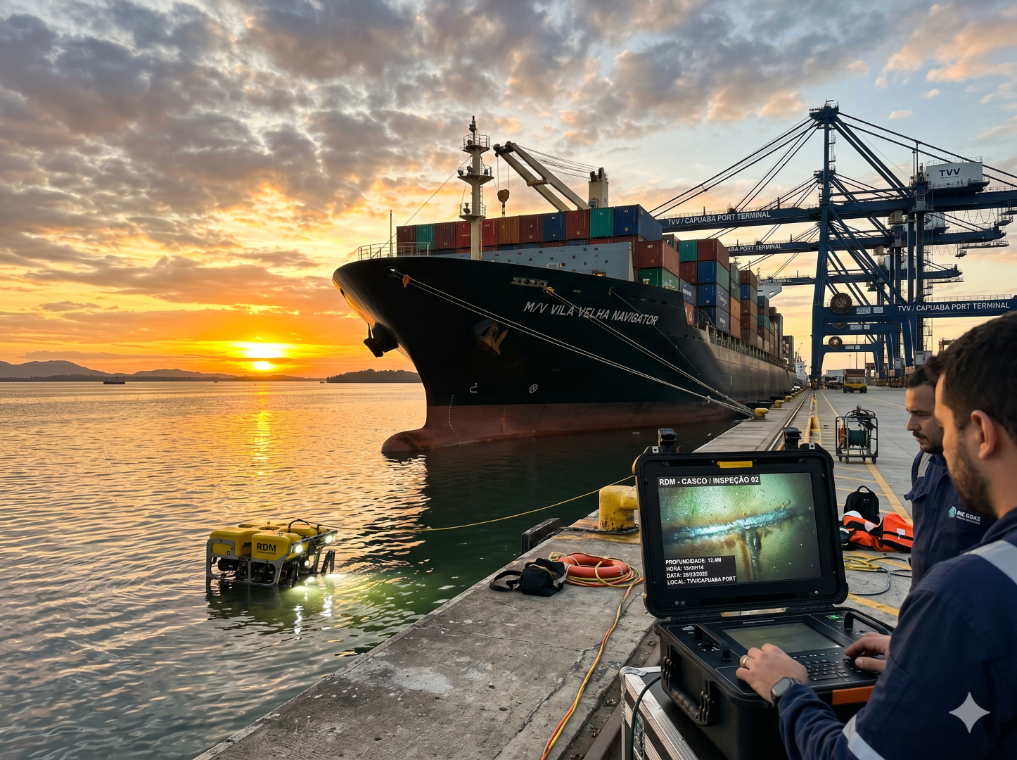 Operação anti-drogas em navio no porto de Vila Velha, Espírito Santo com inspeção ROV do casco